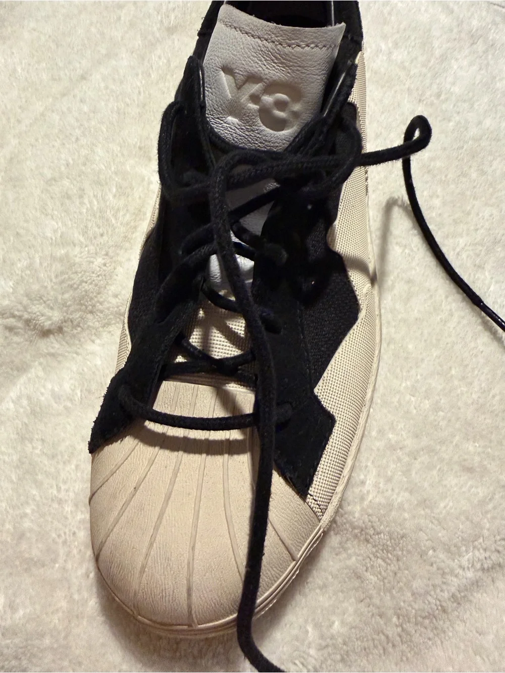 Y-3 Women's Black and Cream Slip-On Sneakers — Minimalist Low-Top